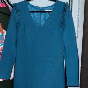 Trina Turk Deep Teal Ruffle Dress